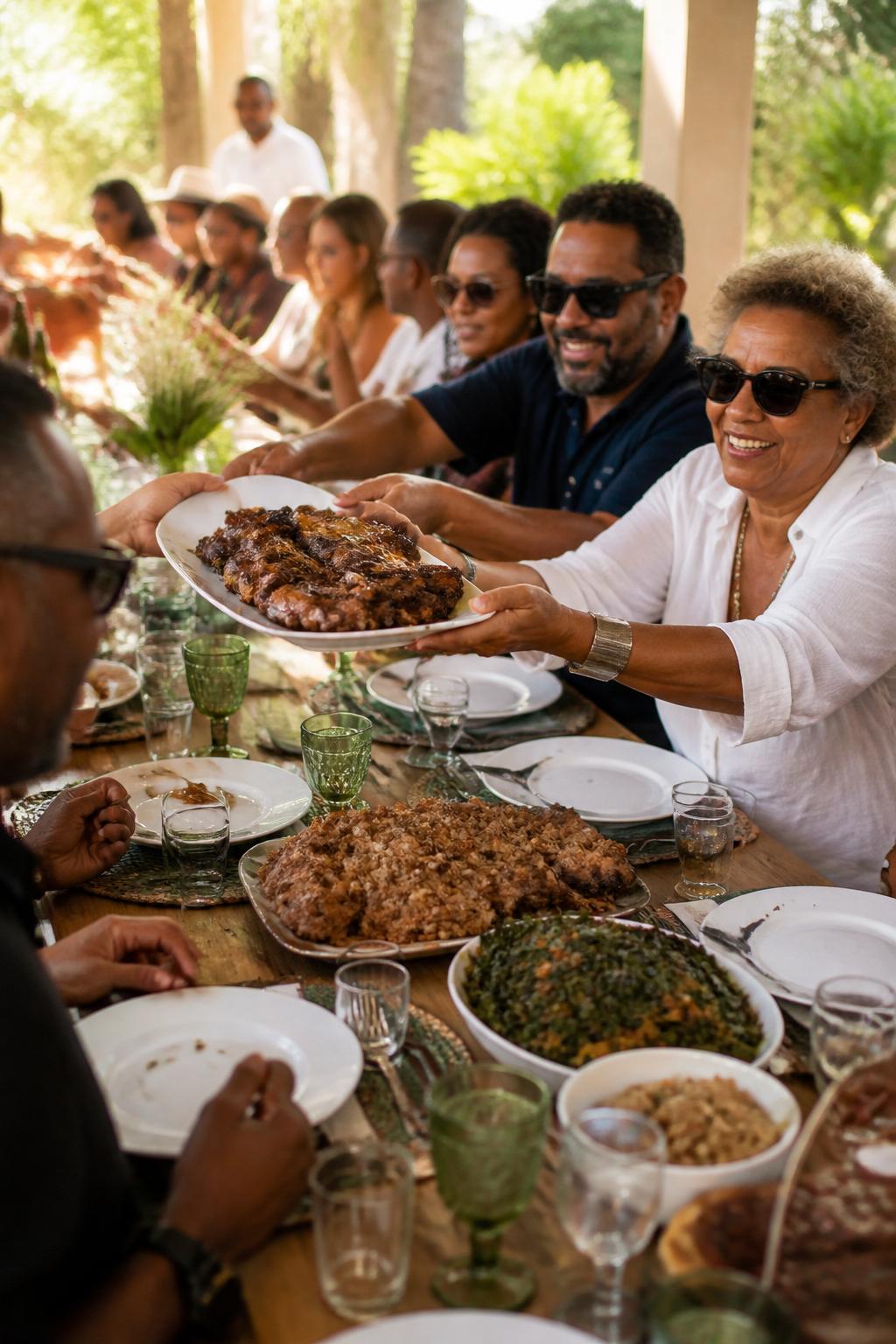 Chef carefully plating food at a catered event